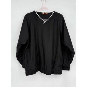 Harriton Mens Sz M Pullover Jacket V-Neck Black‎ Windbreaker Lightweight Top